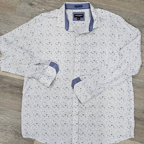 Johnston & Murphy XL Tailored Fit Airplane Print Shirt ✈️ Premium Cotton - Picture 1 of 8
